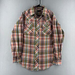 Vintage JC Penney Shirt Mens XL Pearl Snap Western Plaid 80s Long Sleeve